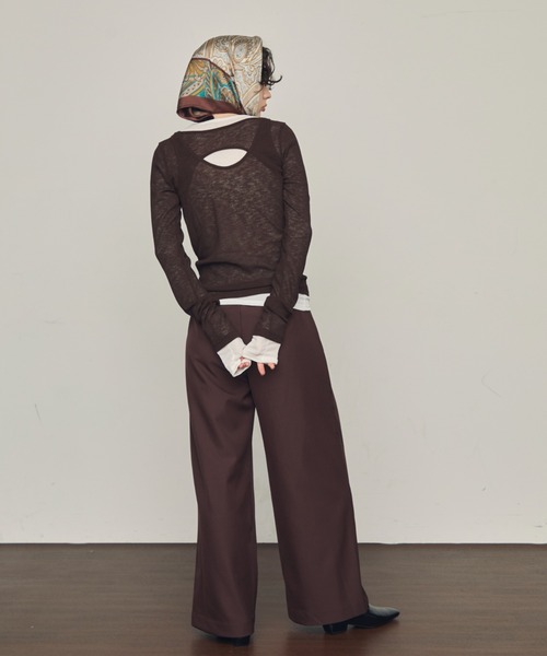 Trish（トリッシュ）の「シアーテレコレイヤード風2WAYプルオーバー（Tシャツ/カットソー・レディース・ホワイト/ブラック/ダークブラウン・MEDIUM）」の9枚目の写真