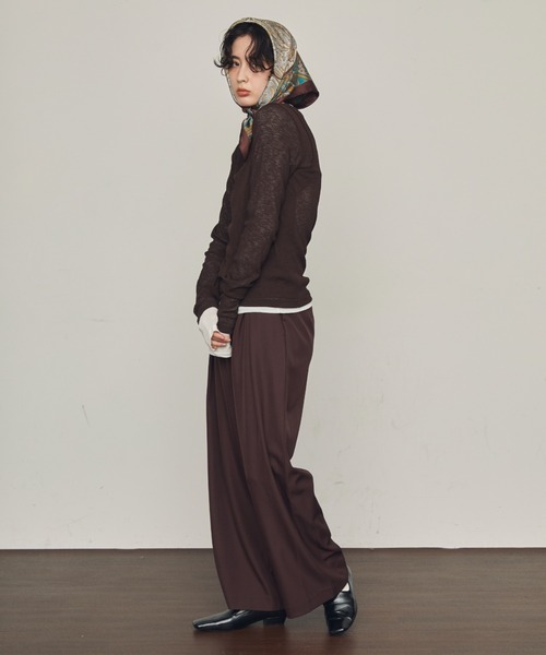 Trish（トリッシュ）の「シアーテレコレイヤード風2WAYプルオーバー（Tシャツ/カットソー・レディース・ホワイト/ブラック/ダークブラウン・MEDIUM）」の12枚目の写真