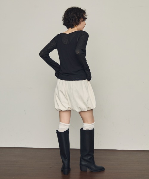 Trish（トリッシュ）の「シアーテレコレイヤード風2WAYプルオーバー（Tシャツ/カットソー・レディース・ホワイト/ブラック/ダークブラウン・MEDIUM）」の17枚目の写真