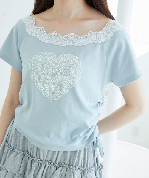 MAJESTIC LEGON(マジェスティックレゴン)の「キラキラエンジェルTシャツ(Tシャツ/カットソー・レディース・ブラック/オフホワイト/ブルー・MEDIUM)」の1枚目の写真
