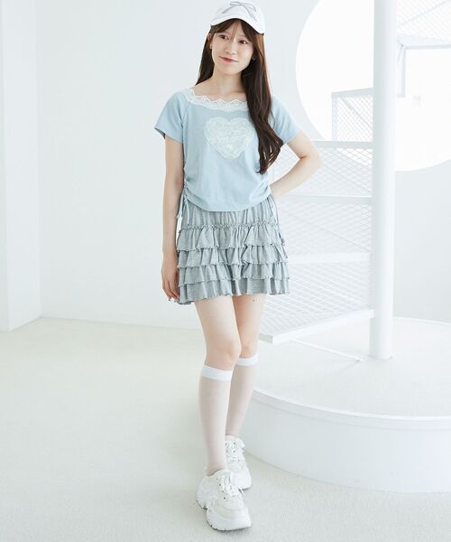 MAJESTIC LEGON(マジェスティックレゴン)の「キラキラエンジェルTシャツ(Tシャツ/カットソー・レディース・ブラック/オフホワイト/ブルー・MEDIUM)」の10枚目の写真
