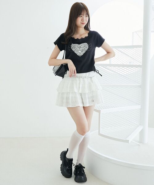 MAJESTIC LEGON(マジェスティックレゴン)の「キラキラエンジェルTシャツ(Tシャツ/カットソー・レディース・ブラック/オフホワイト/ブルー・MEDIUM)」の17枚目の写真