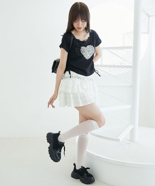 MAJESTIC LEGON(マジェスティックレゴン)の「キラキラエンジェルTシャツ(Tシャツ/カットソー・レディース・ブラック/オフホワイト/ブルー・MEDIUM)」の18枚目の写真