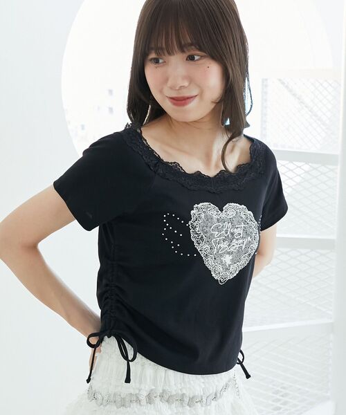 MAJESTIC LEGON(マジェスティックレゴン)の「キラキラエンジェルTシャツ(Tシャツ/カットソー・レディース・ブラック/オフホワイト/ブルー・MEDIUM)」の21枚目の写真