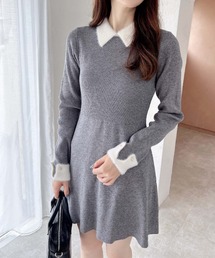 INGNI | 【WEB限定】襟フェザーリブニットワンピース(ワンピース)