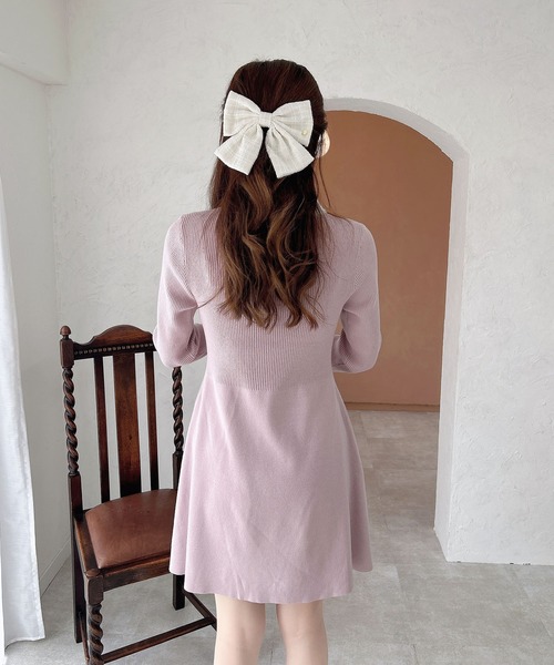 INGNI（イング）の「【WEB限定】襟フェザーリブニットワンピース（ワンピース・レディース・グレー×ホワイト/ブラック×ホワイト/ピンク系2・M）」の20枚目の写真