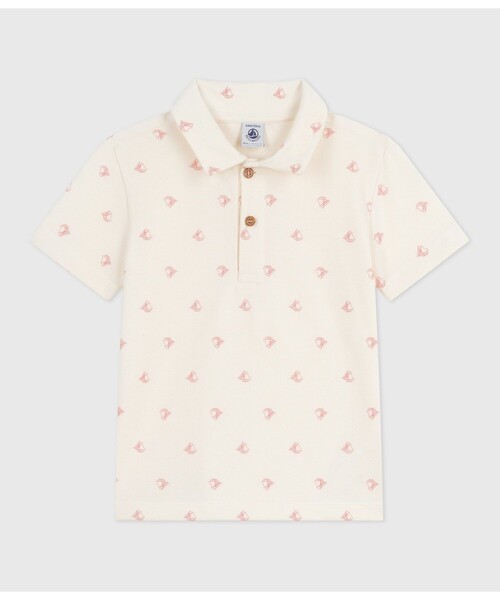PETIT BATEAU(プチバトー)の「半袖ポロシャツ(ポロシャツ・キッズ・ホワイト×レッド・5YEAR/3YEAR/4YEAR)」の1枚目の写真