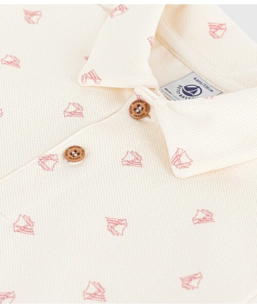 PETIT BATEAU(プチバトー)の「半袖ポロシャツ(ポロシャツ・キッズ・ホワイト×レッド・5YEAR/3YEAR/4YEAR)」の3枚目の写真