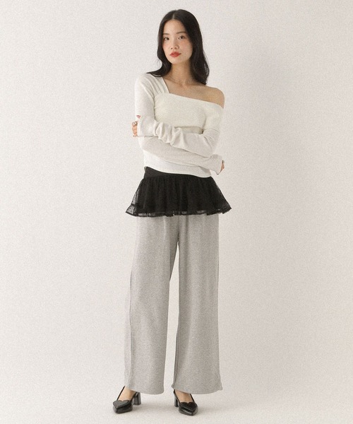 Heather（ヘザー）の「アシメデザインカットソー　592363（Tシャツ/カットソー・レディース・グレー/オフホワイト/ブラック・FREE）」の7枚目の写真