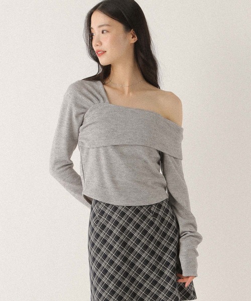 Heather（ヘザー）の「アシメデザインカットソー　592363（Tシャツ/カットソー・レディース・グレー/オフホワイト/ブラック・FREE）」の5枚目の写真