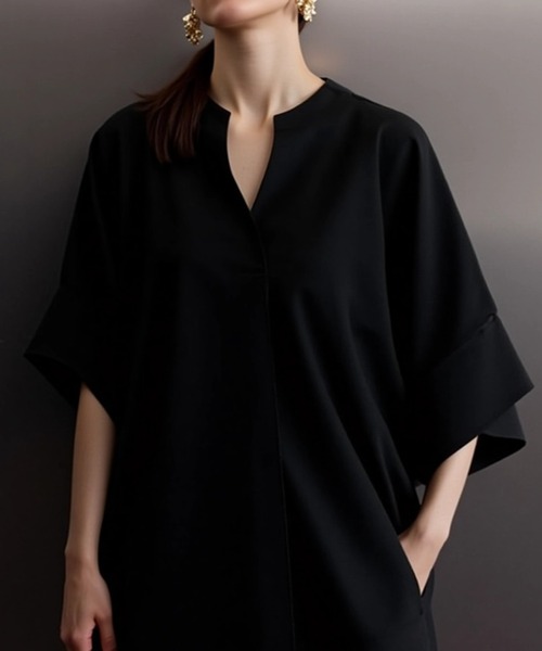cammie(キャミー)の「キーネックドルマンスリーブシャツ(シャツ/ブラウス・レディース・ブラック/カーキ/ベージュ/ホワイト・FREE)」の12枚目の写真