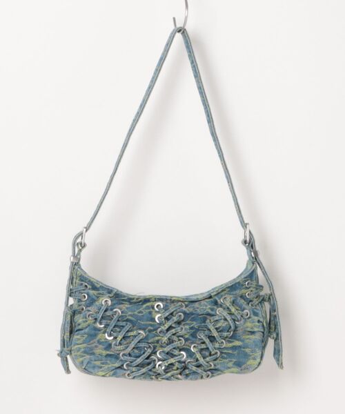 セール】デニムコルセットミディアムバッグ リボンディテール