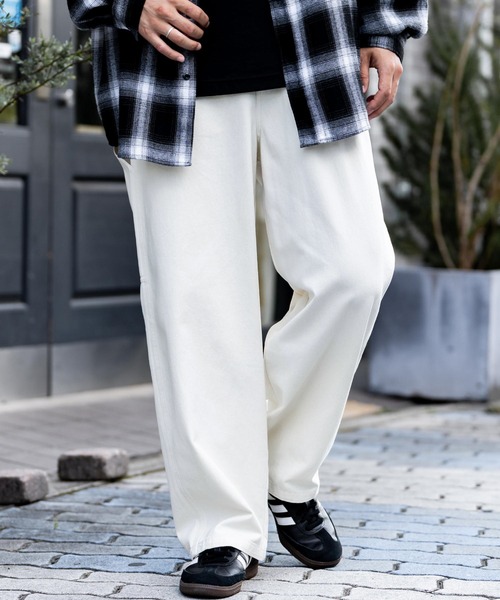 KANGOL（カンゴール）の「KANGOL カンゴール 別注コラボデニム・ツイルワイドテーパードペインターパンツ（デニムパンツ・メンズ・ブラック/ライトブラック/ワンウォッシュ/ケミカルウォッシュ/アイボリー/ブルー・M/L/XL）」の7枚目の写真