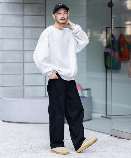 KANGOL（カンゴール）の「KANGOL カンゴール 別注コラボデニム・ツイルワイドテーパードペインターパンツ（デニムパンツ・メンズ・ブラック/ライトブラック/ワンウォッシュ/ケミカルウォッシュ/アイボリー/ブルー・M/L/XL）」の20枚目の写真