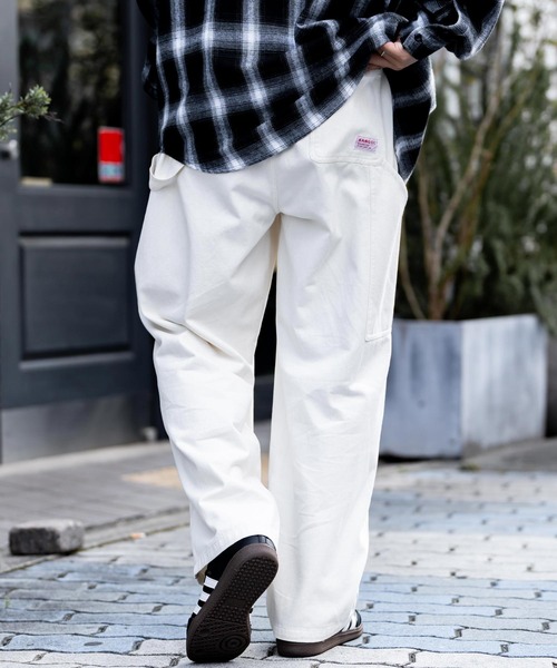 KANGOL（カンゴール）の「KANGOL カンゴール 別注コラボデニム・ツイルワイドテーパードペインターパンツ（デニムパンツ・メンズ・ブラック/ライトブラック/ワンウォッシュ/ケミカルウォッシュ/アイボリー/ブルー・M/L/XL）」の13枚目の写真