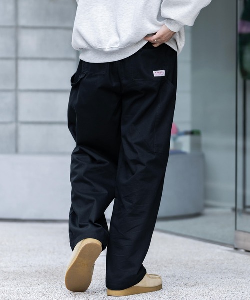 KANGOL（カンゴール）の「KANGOL カンゴール 別注コラボデニム・ツイルワイドテーパードペインターパンツ（デニムパンツ・メンズ・ブラック/ライトブラック/ワンウォッシュ/ケミカルウォッシュ/アイボリー/ブルー・M/L/XL）」の17枚目の写真