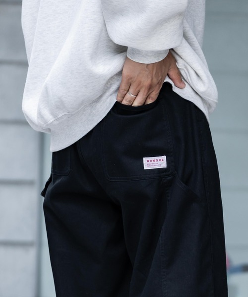 KANGOL（カンゴール）の「KANGOL カンゴール 別注コラボデニム・ツイルワイドテーパードペインターパンツ（デニムパンツ・メンズ・ブラック/ライトブラック/ワンウォッシュ/ケミカルウォッシュ/アイボリー/ブルー・M/L/XL）」の22枚目の写真