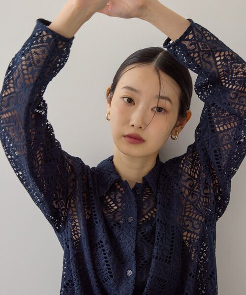 AMERICAN HOLIC(アメリカンホリック)の「レース長袖シャツ(シャツ/ブラウス・レディース・ネイビー/アイボリー/キャメル・M/L)」の11枚目の写真