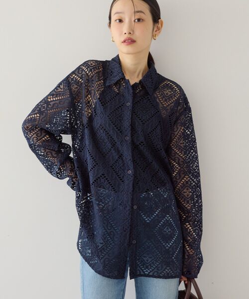 AMERICAN HOLIC(アメリカンホリック)の「レース長袖シャツ(シャツ/ブラウス・レディース・ネイビー/アイボリー/キャメル・M/L)」の14枚目の写真