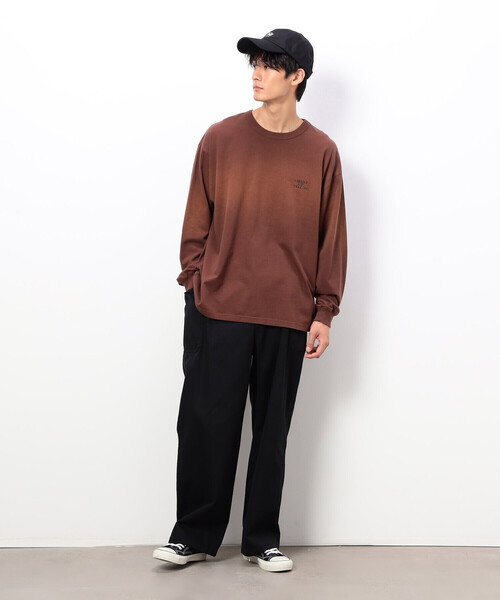 Purple&Yellow(パープルアンドイエロー)の「スプレー加工×ロゴ刺繍長袖Tシャツ(Tシャツ/カットソー・メンズ・ブラック/サックスブルー/ブラウン・SMALL/MEDIUM/LARGE)」の21枚目の写真