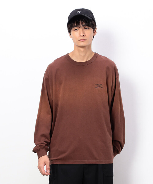Purple&Yellow(パープルアンドイエロー)の「スプレー加工×ロゴ刺繍長袖Tシャツ(Tシャツ/カットソー・メンズ・ブラック/サックスブルー/ブラウン・SMALL/MEDIUM/LARGE)」の15枚目の写真