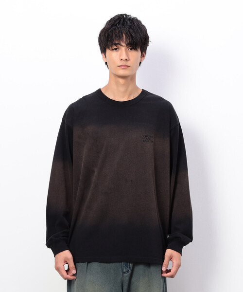 Purple&Yellow(パープルアンドイエロー)の「スプレー加工×ロゴ刺繍長袖Tシャツ(Tシャツ/カットソー・メンズ・ブラック/サックスブルー/ブラウン・SMALL/MEDIUM/LARGE)」の17枚目の写真