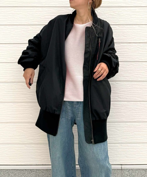 Q（キュー）の「MA-1 ギャザーブルゾン（MA-1・レディース・グレイッシュベージュ/ブラック・MEDIUM）」の20枚目の写真