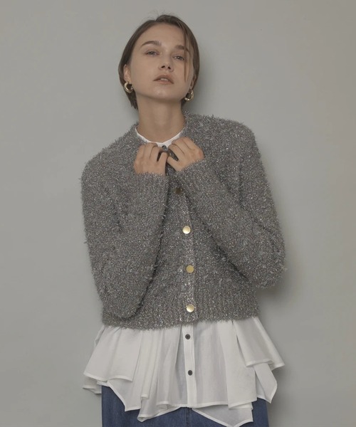 フラッグヤーンキラキラニットジャケット（ニット/セーター