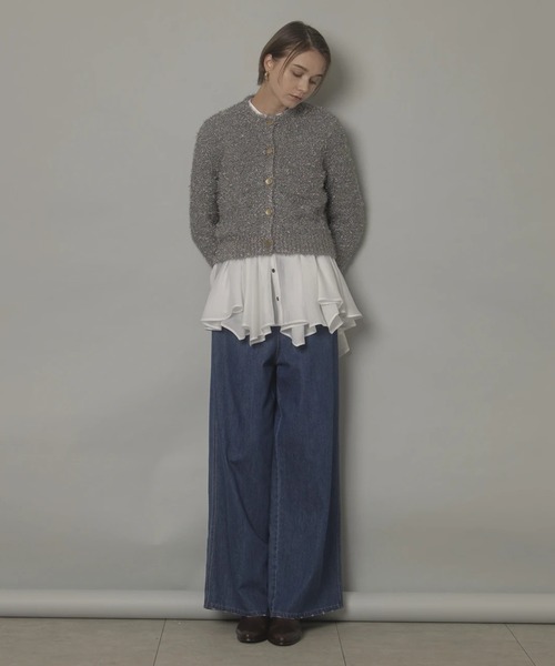 CADUNE（カデュネ）の「フラッグヤーンキラキラニットジャケット（ニット/セーター・レディース・ブラウン/シルバー/チャコールグレー・38）」の8枚目の写真