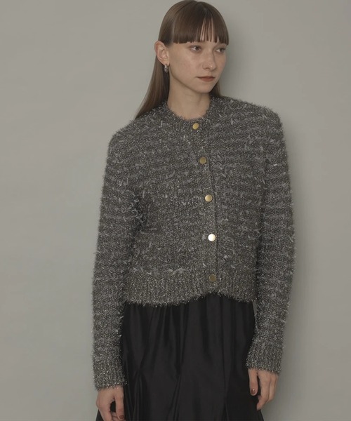 CADUNE（カデュネ）の「フラッグヤーンキラキラニットジャケット（ニット/セーター・レディース・ブラウン/シルバー/チャコールグレー・38）」の9枚目の写真