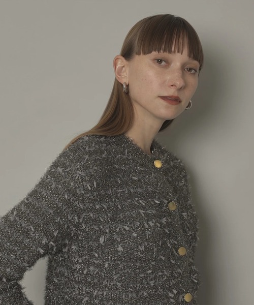 CADUNE（カデュネ）の「フラッグヤーンキラキラニットジャケット（ニット/セーター・レディース・ブラウン/シルバー/チャコールグレー・38）」の10枚目の写真