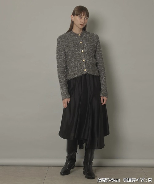 CADUNE（カデュネ）の「フラッグヤーンキラキラニットジャケット（ニット/セーター・レディース・ブラウン/シルバー/チャコールグレー・38）」の12枚目の写真