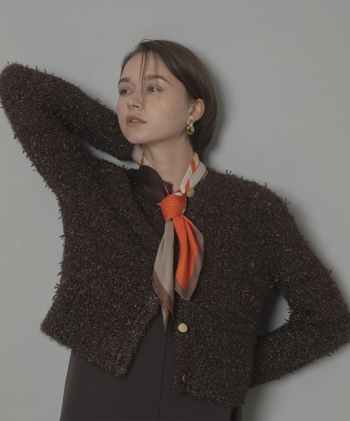 CADUNE（カデュネ）の「フラッグヤーンキラキラニットジャケット（ニット/セーター・レディース・ブラウン/シルバー/チャコールグレー・38）」の17枚目の写真