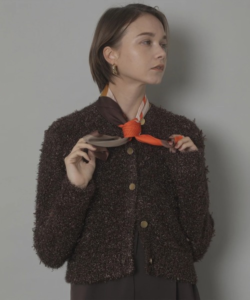 CADUNE（カデュネ）の「フラッグヤーンキラキラニットジャケット（ニット/セーター・レディース・ブラウン/シルバー/チャコールグレー・38）」の18枚目の写真