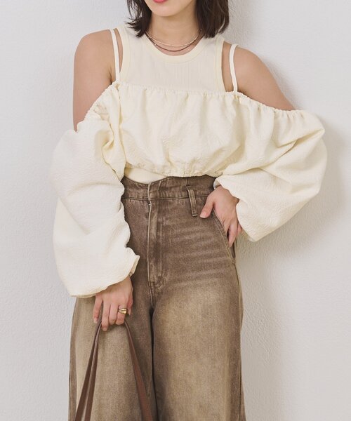 mystic（ミスティック）の「【@sktnnm企画】ホイップブラウスセットワンピース（ワンピース・レディース・チャコールグレー/アイボリー・2/1）」の22枚目の写真