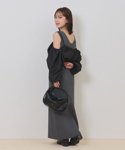 mystic（ミスティック）の「【@sktnnm企画】ホイップブラウスセットワンピース（ワンピース・レディース・チャコールグレー/アイボリー・2/1）」の9枚目の写真