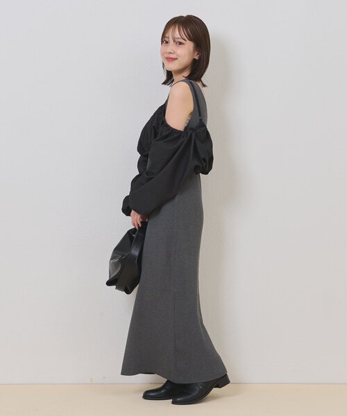 mystic（ミスティック）の「【@sktnnm企画】ホイップブラウスセットワンピース（ワンピース・レディース・チャコールグレー/アイボリー・2/1）」の8枚目の写真