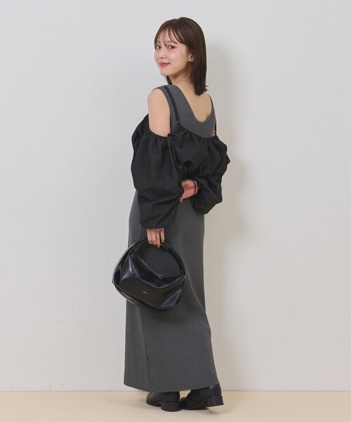 mystic（ミスティック）の「【@sktnnm企画】ホイップブラウスセットワンピース（ワンピース・レディース・チャコールグレー/アイボリー・2/1）」の7枚目の写真