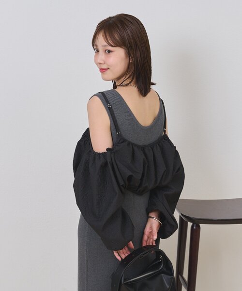 mystic（ミスティック）の「【@sktnnm企画】ホイップブラウスセットワンピース（ワンピース・レディース・チャコールグレー/アイボリー・2/1）」の6枚目の写真