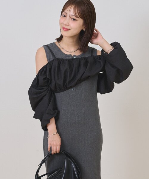 mystic（ミスティック）の「【@sktnnm企画】ホイップブラウスセットワンピース（ワンピース・レディース・チャコールグレー/アイボリー・2/1）」の5枚目の写真