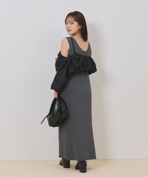 mystic（ミスティック）の「【@sktnnm企画】ホイップブラウスセットワンピース（ワンピース・レディース・チャコールグレー/アイボリー・2/1）」の4枚目の写真