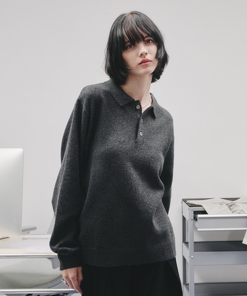 SELLE GLANT(セレグランテ)の「BASIC HIGH-GAUGE KNIT POLO/ベーシックハイゲージニットポロ(ポロシャツ・メンズ・ブラック/ブルー・SMALL/MEDIUM/LARGE)」の4枚目の写真