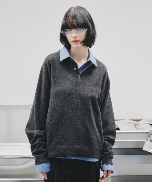 SELLE GLANT(セレグランテ)の「BASIC HIGH-GAUGE KNIT POLO/ベーシックハイゲージニットポロ(ポロシャツ・メンズ・ブラック/ブルー・SMALL/MEDIUM/LARGE)」の10枚目の写真