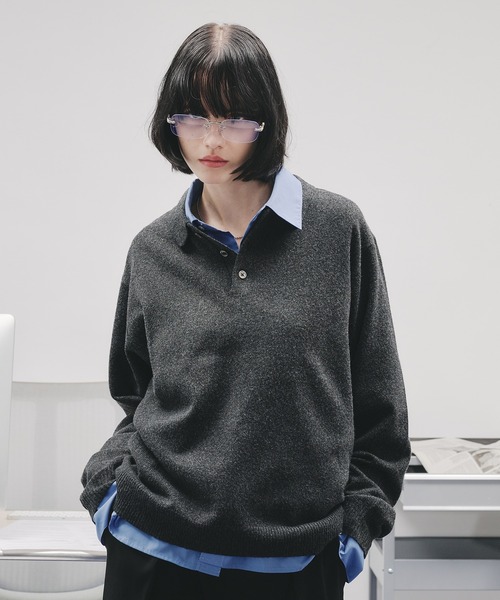 SELLE GLANT(セレグランテ)の「BASIC HIGH-GAUGE KNIT POLO/ベーシックハイゲージニットポロ(ポロシャツ・メンズ・ブラック/ブルー・SMALL/MEDIUM/LARGE)」の13枚目の写真