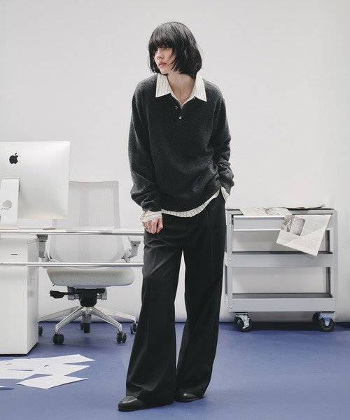 SELLE GLANT(セレグランテ)の「BASIC HIGH-GAUGE KNIT POLO/ベーシックハイゲージニットポロ(ポロシャツ・メンズ・ブラック/ブルー・SMALL/MEDIUM/LARGE)」の17枚目の写真