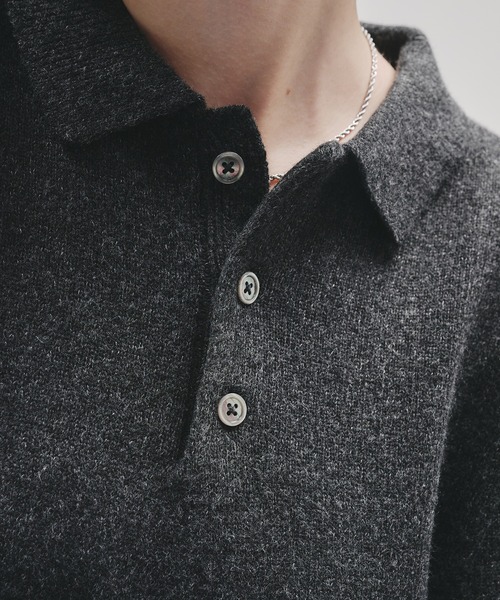 SELLE GLANT(セレグランテ)の「BASIC HIGH-GAUGE KNIT POLO/ベーシックハイゲージニットポロ(ポロシャツ・メンズ・ブラック/ブルー・SMALL/MEDIUM/LARGE)」の18枚目の写真