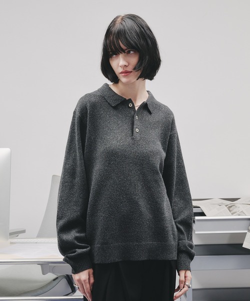 SELLE GLANT(セレグランテ)の「BASIC HIGH-GAUGE KNIT POLO/ベーシックハイゲージニットポロ(ポロシャツ・メンズ・ブラック/ブルー・SMALL/MEDIUM/LARGE)」の3枚目の写真