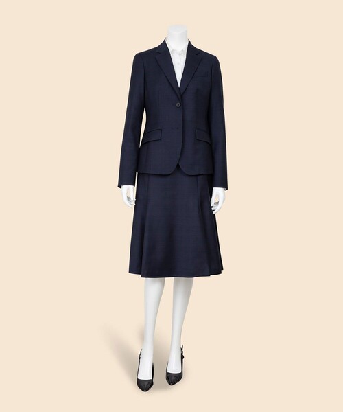 セール】ウール グレンチェック シングル2ボタンジャケット