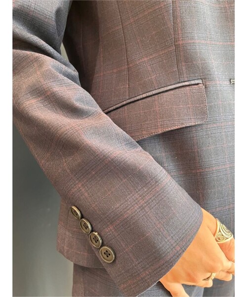 セール】ウール グレンチェック シングル2ボタンジャケット