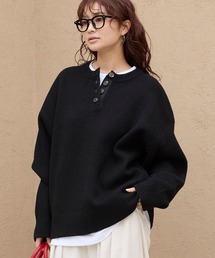 ヘンリーネックジャガードニットプルオーバー【THE CRAFT CREW PRODUCTS】ブラック